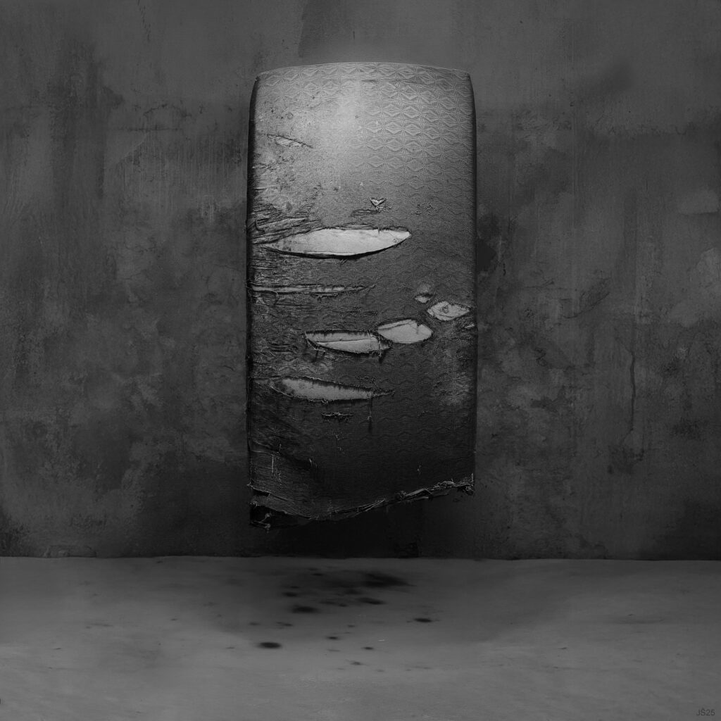 minimalist conceptual fine art photograph of damaged wall surface – by Jan Škop